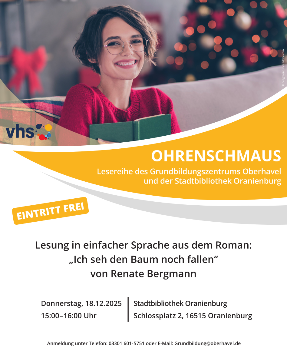 Ohrenschmaus Lesung in einfacher Sprache - Donnerstag, 18.12.2025 - Stadtbibliothek Oranienburg
